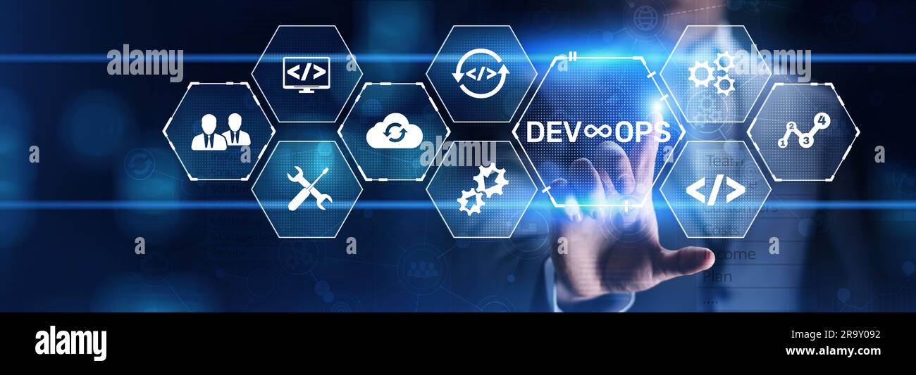 DevOps Methodology Development Operations agil Programmiertechnologie Konzept. Stockfoto