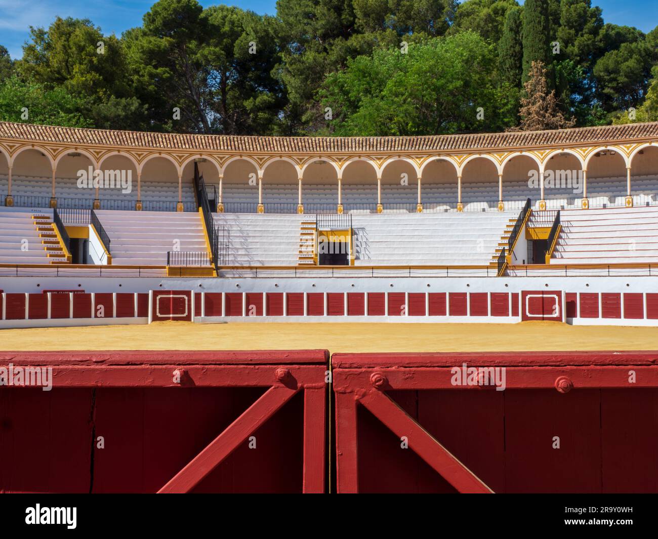 Architektur der Stierkampfarena von Antequera, Málaga. Stockfoto