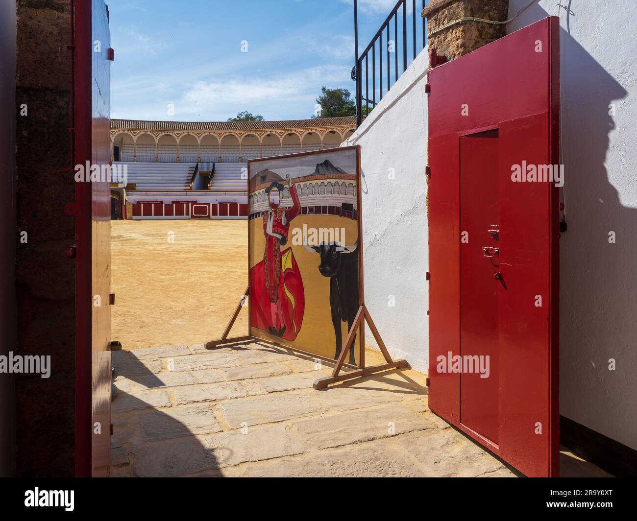 Architektur der Stierkampfarena von Antequera, Málaga. Stockfoto