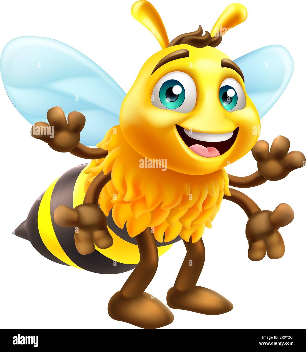 Honey Bumble Bee Cartoon Bumblebee Süße Maskottchen Stock Vektor