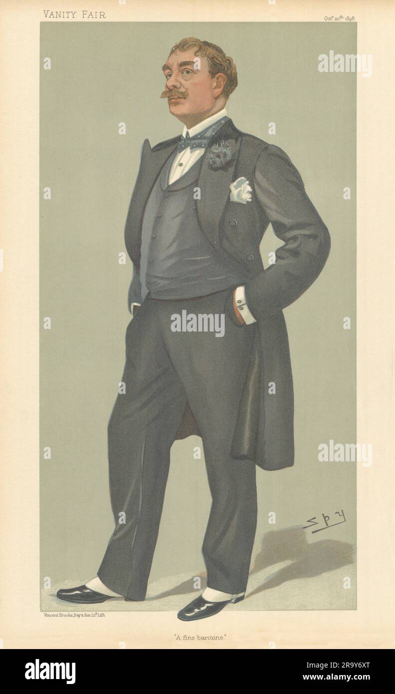EITELKEIT, SPIONAGE, ZEICHENTRICKFILM M. Victor Maurel, ein feiner Bariton. Opernmusik 1898 Stockfoto