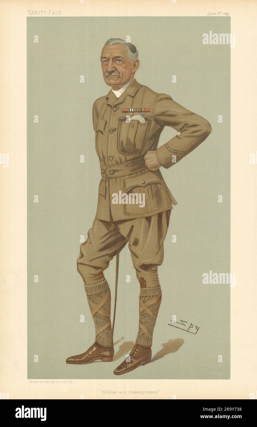 EITELMÄRCHEN-SPIONAGE-ZEICHENTRICKFILM Francis „Frank“ Rhodos „Soldat & Korrespondent“ 1899 Stockfoto