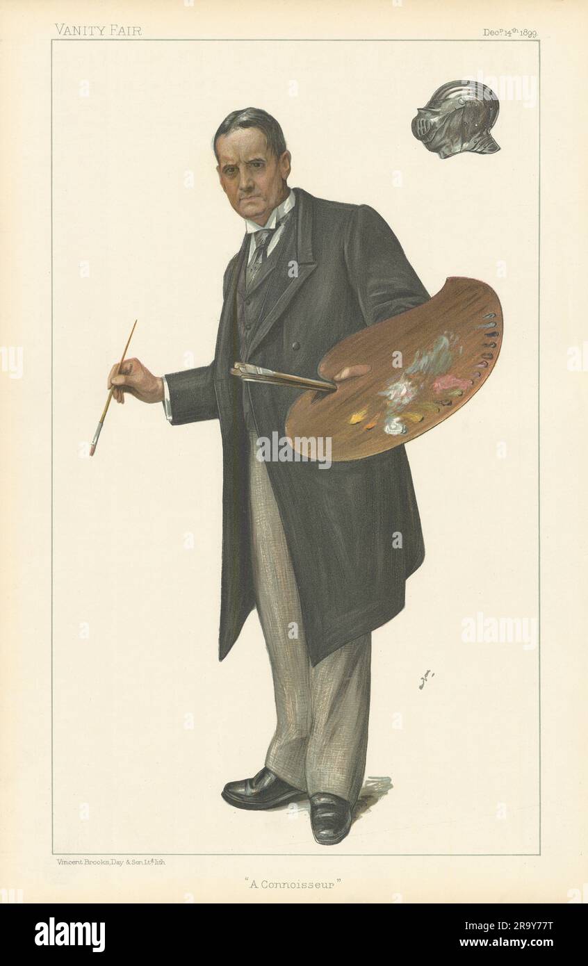 EITELMÄRCHEN-SPIONAGE-ZEICHENTRICKFILM John Seymour Lucas RA 'A Connoisseur'. Künstler 1899 Stockfoto