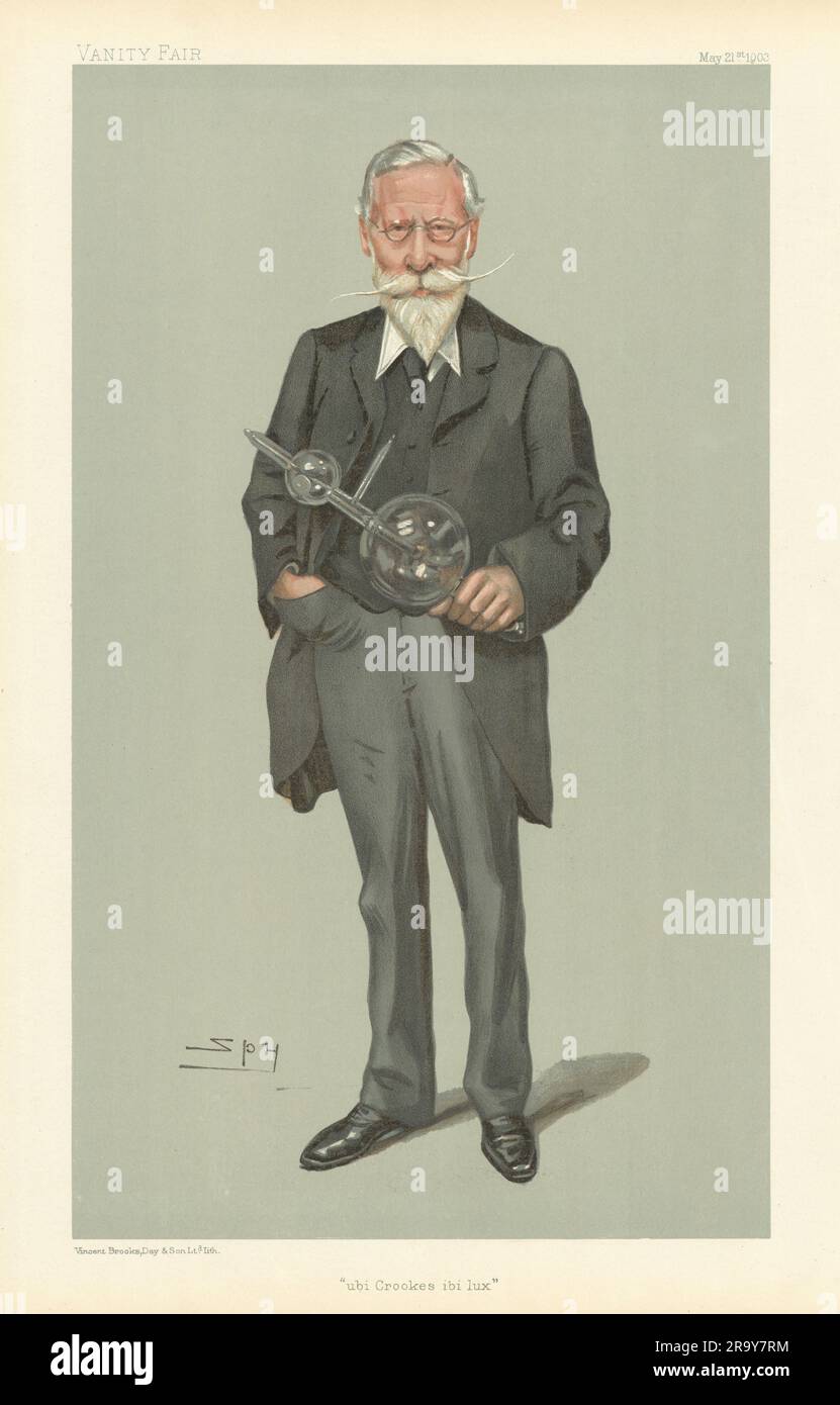 EITELMÄRCHEN-SPIONAGE-ZEICHENTRICKFILM Sir William Crookes 'ubi Crookes ibi Lux' Scientist 1903 Stockfoto