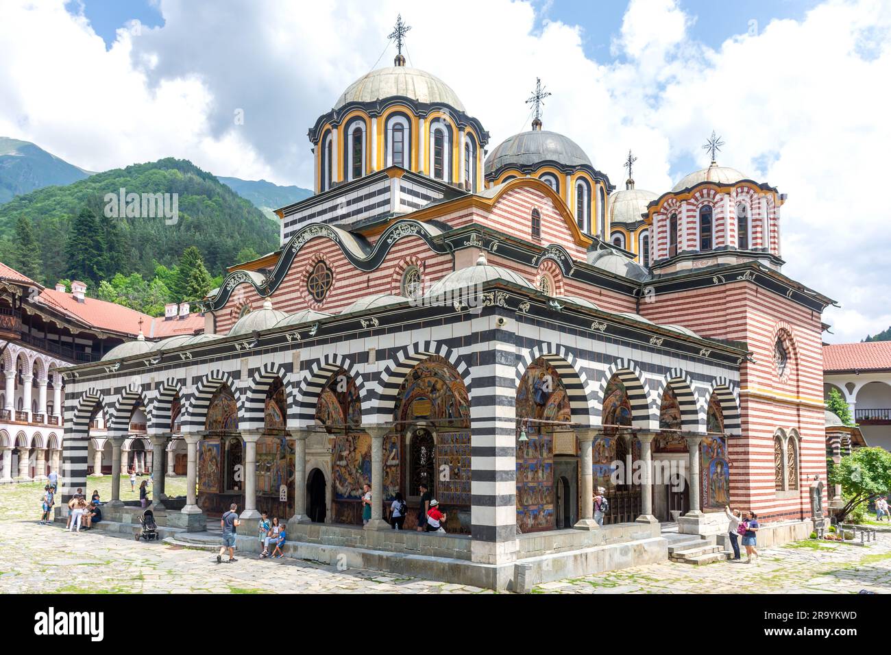 Kloster Rila (Sveti Ivan Rilski) aus dem 10. Jahrhundert, Naturpark des Klosters Rila, Republik Bulgarien Stockfoto