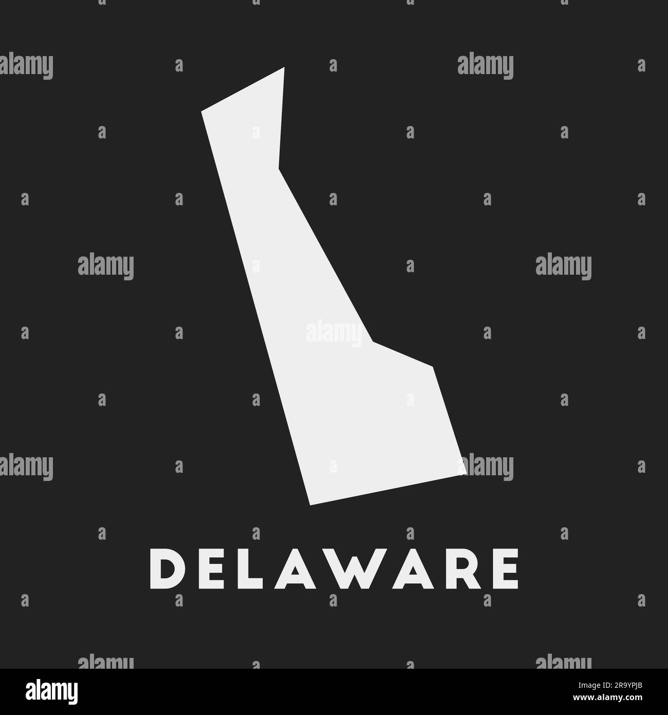 Delaware-Symbol. US-Karte auf dunklem Hintergrund. Stilvolle Karte von Delaware mit US-Staatsname. Vektordarstellung. Stock Vektor