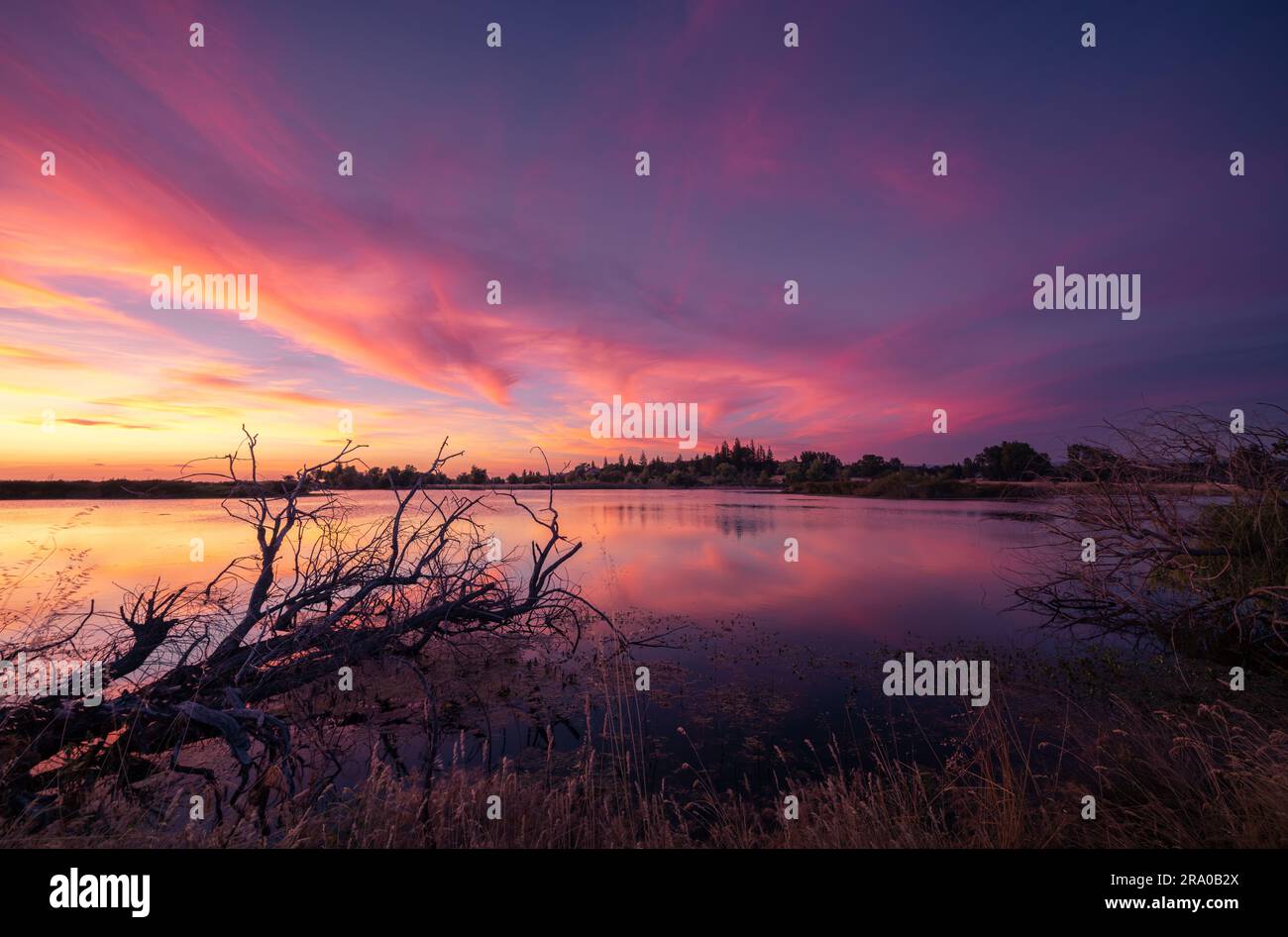 Ein privater See bei Sonnenuntergang Stockfoto