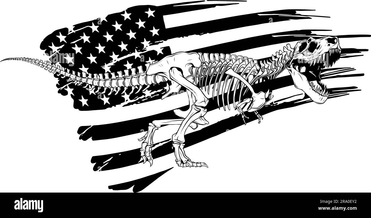 Tyrannosaurus Rex Dinosaurier-Skelett-Silhouettenvektordarstellung Stock Vektor