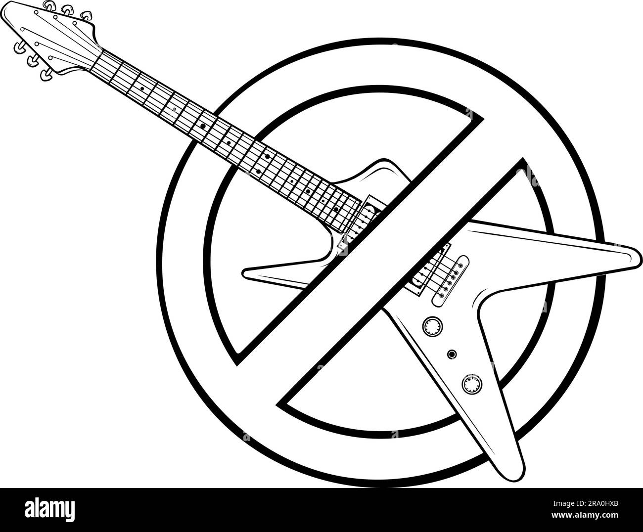 vektordarstellung der elektrischen Gitarrenlinienkunst Stock Vektor