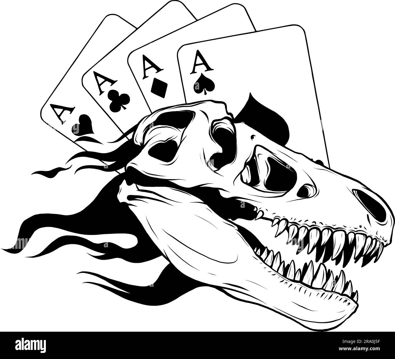 tyrannosaurus rex Dinosaurierkopf in schwarz-weißer Umrisszeichnung Stock Vektor