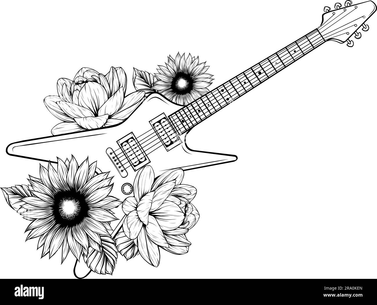 vektordarstellung der elektrischen Gitarrenlinienkunst Stock Vektor
