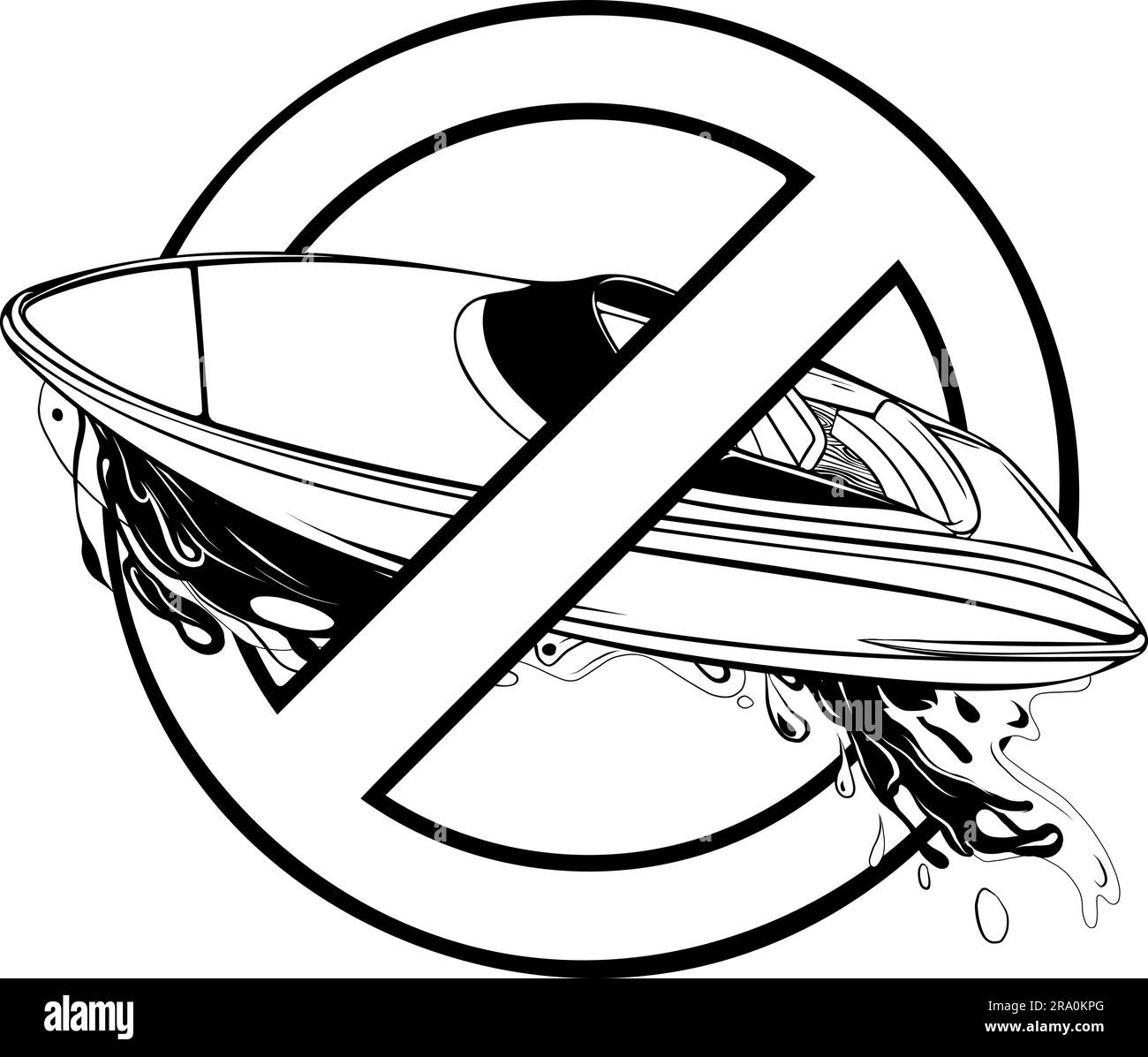 Umriss eines Wasserboots von schwarzen Linien Stock Vektor