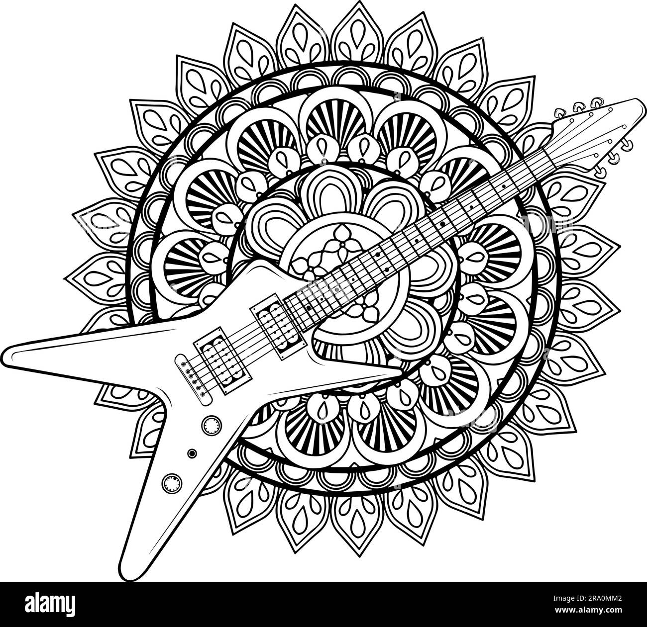 vektordarstellung der elektrischen Gitarrenlinienkunst Stock Vektor