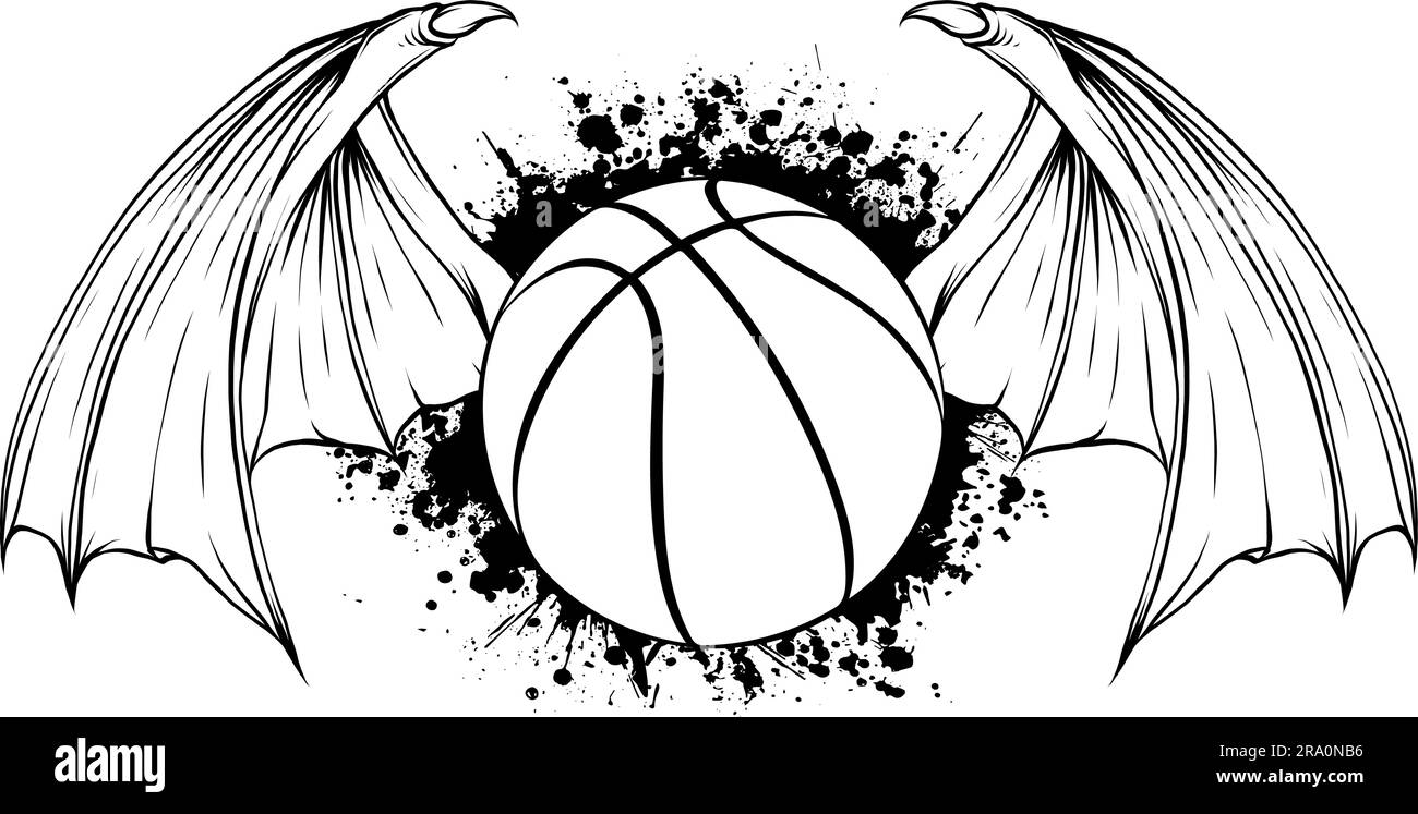 Korbball in schwarz-weißer Umrandung Stock Vektor