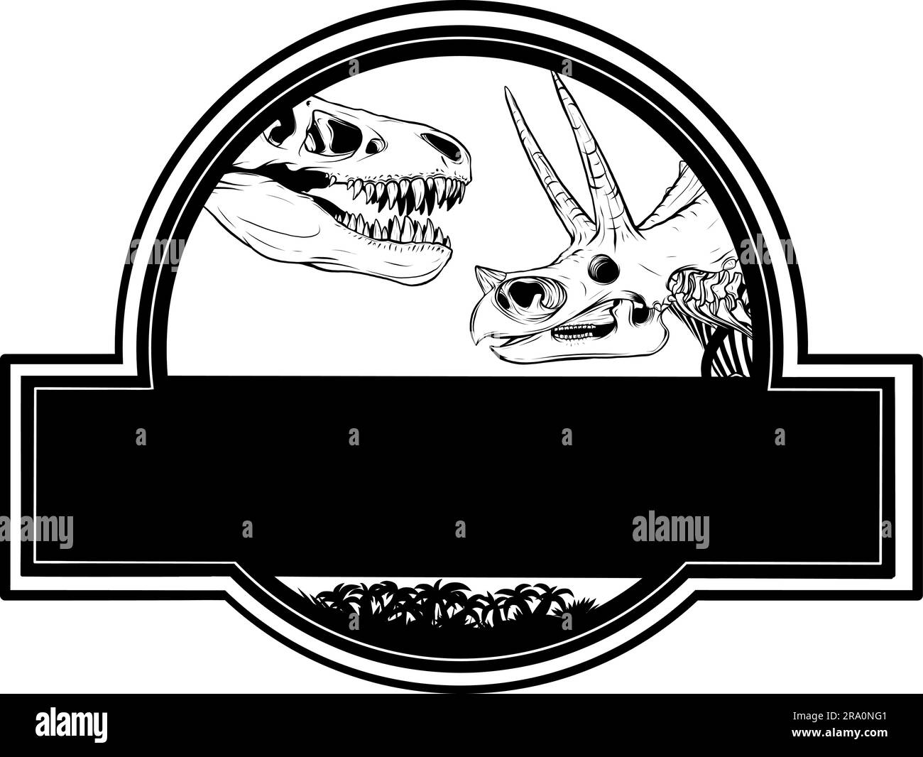 tyrannosaurus rex Dinosaurierkopf in schwarz-weißer Umrisszeichnung Stock Vektor
