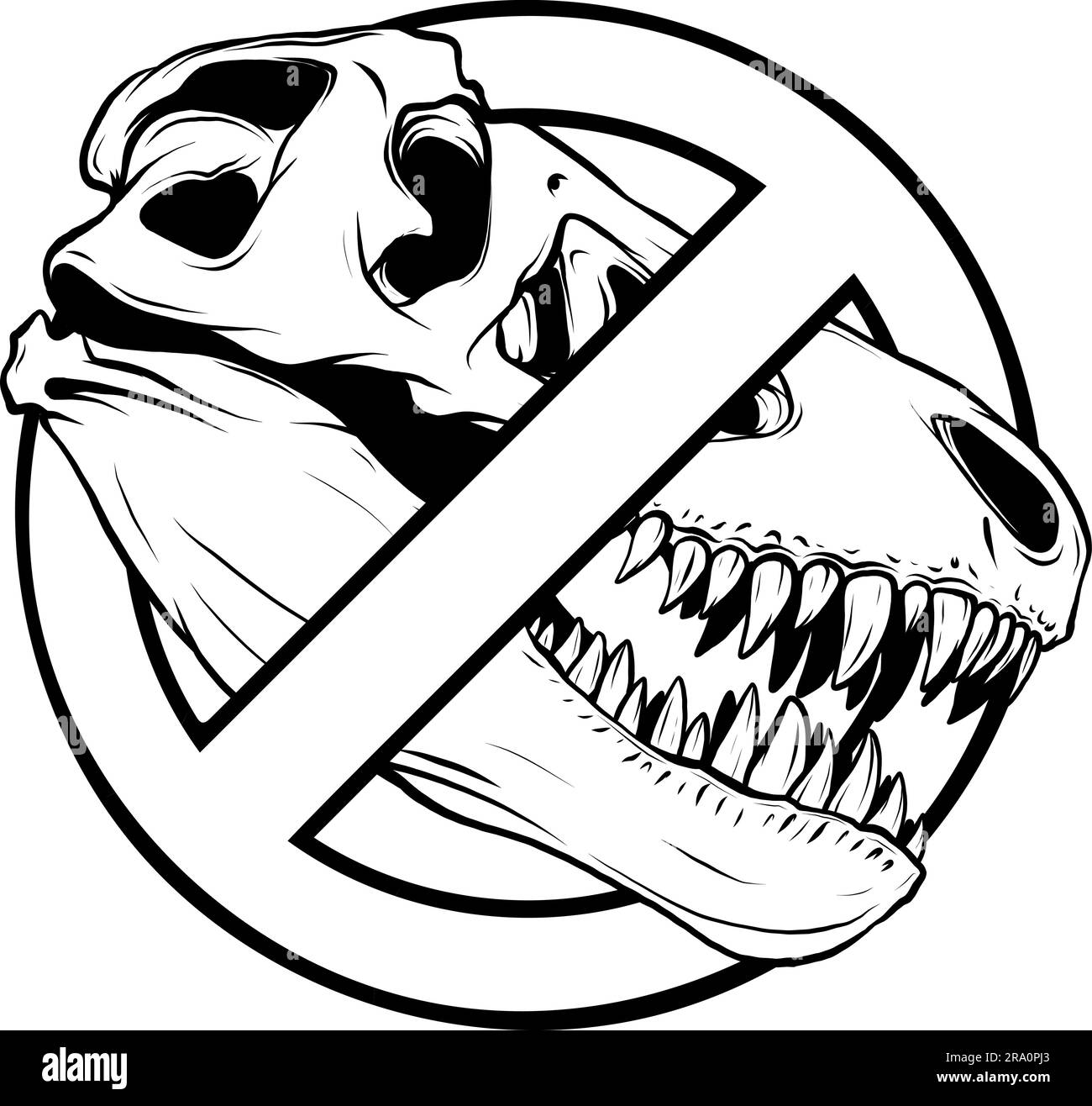 tyrannosaurus rex Dinosaurierkopf in schwarz-weißer Umrisszeichnung Stock Vektor