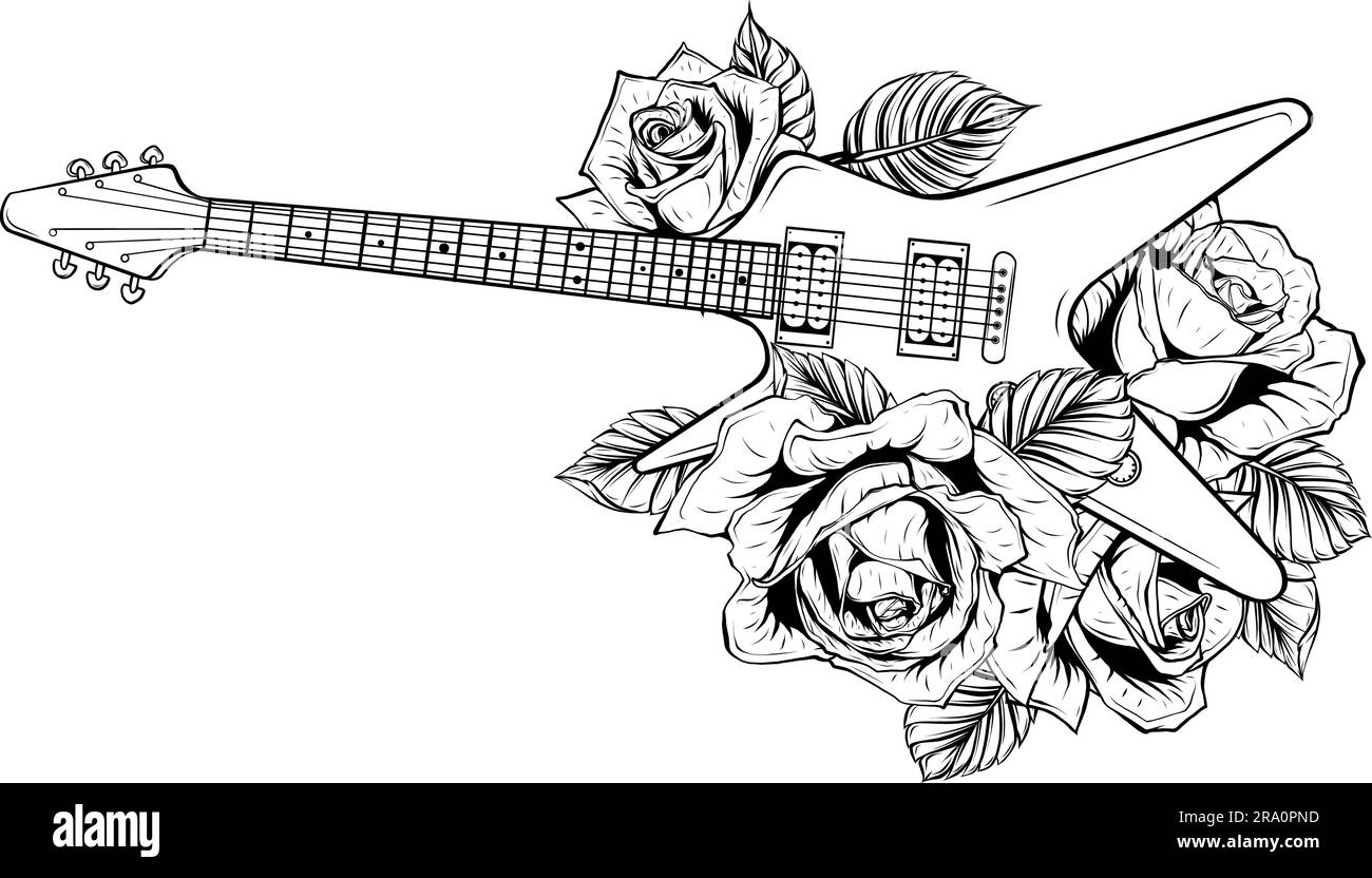 vektordarstellung der elektrischen Gitarrenlinienkunst Stock Vektor