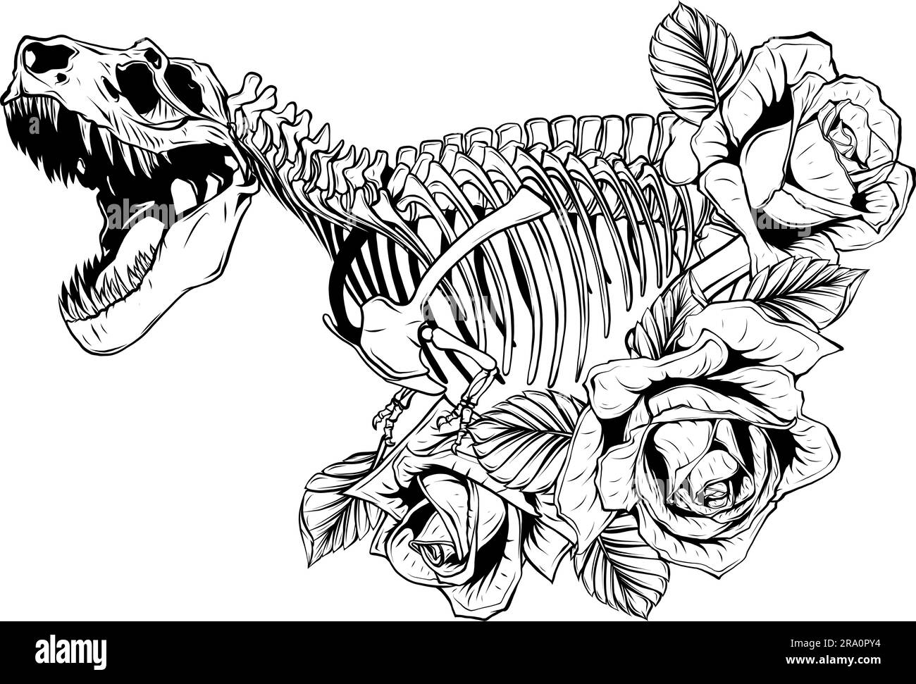vektor Tyrannosaurus Rex Dinosaurier-Skelett-Modelldarstellung Stock Vektor