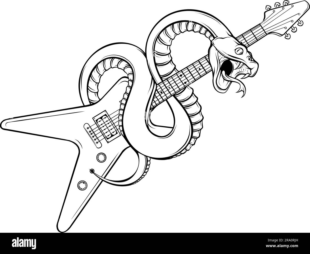vektordarstellung der elektrischen Gitarrenlinienkunst Stock Vektor