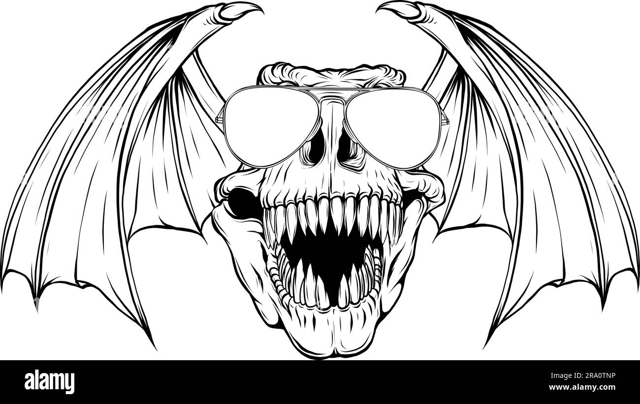 tyrannosaurus rex Dinosaurierkopf in schwarz-weißer Umrisszeichnung Stock Vektor