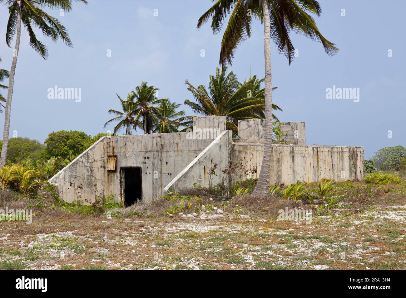 Bunkeranlagen für die Beobachtung des Atombombentests, Bikini-Insel, Bikini-Atoll, Marshallinseln, Mikronesien Stockfoto