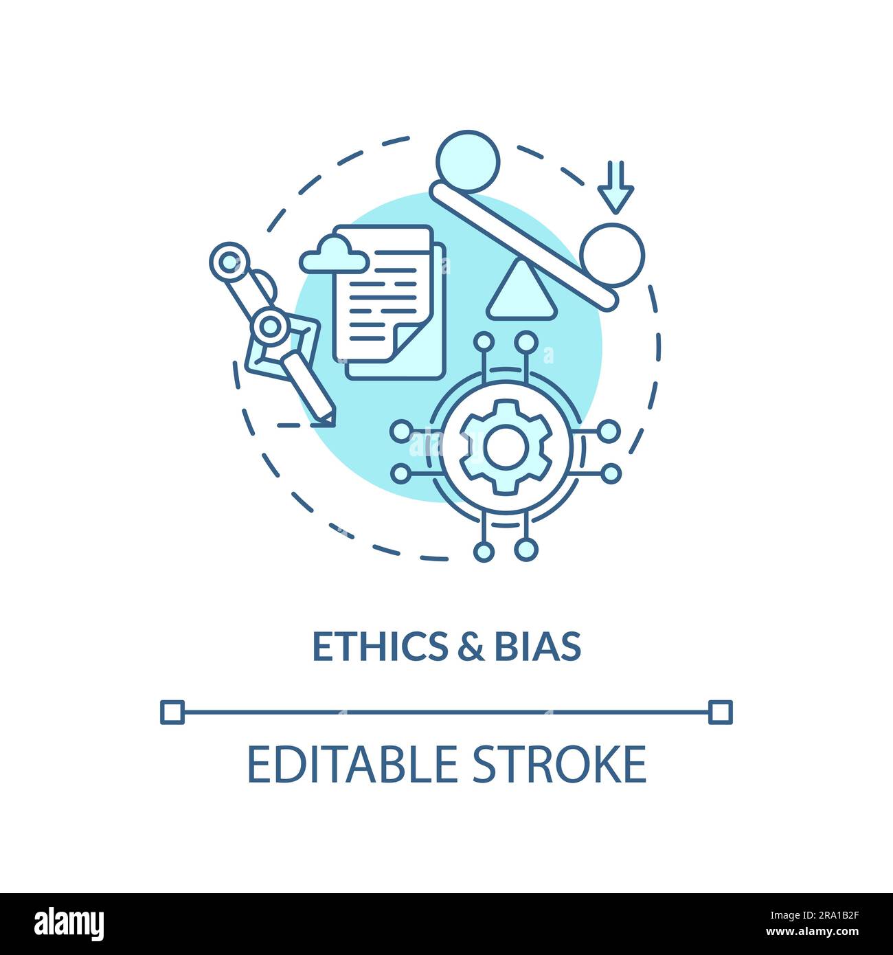 Ethik und Voreingenommenheit im KI-Bildungskonzept bearbeitbares Symbol Stock Vektor