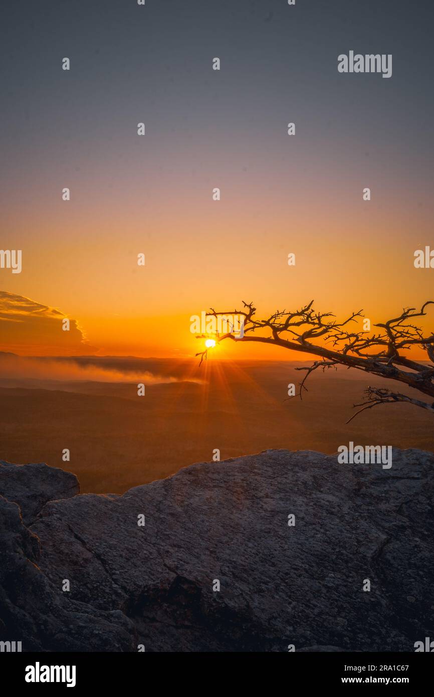 Kanzelfelsen auf Mount Cheaha bei Sonnenuntergang Stockfoto