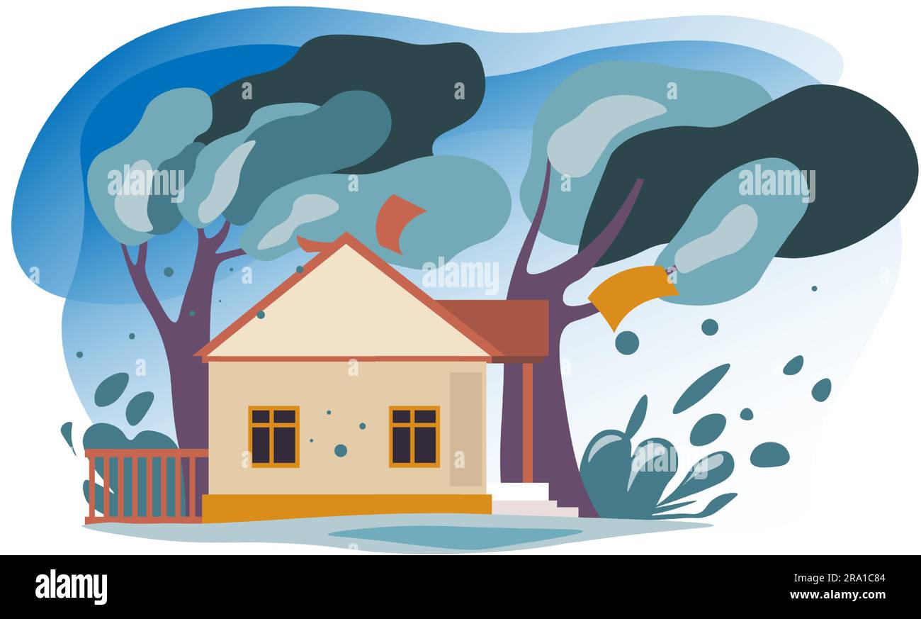 Wetterbedingungen, starker Wind oder Sturmvektor Stock Vektor