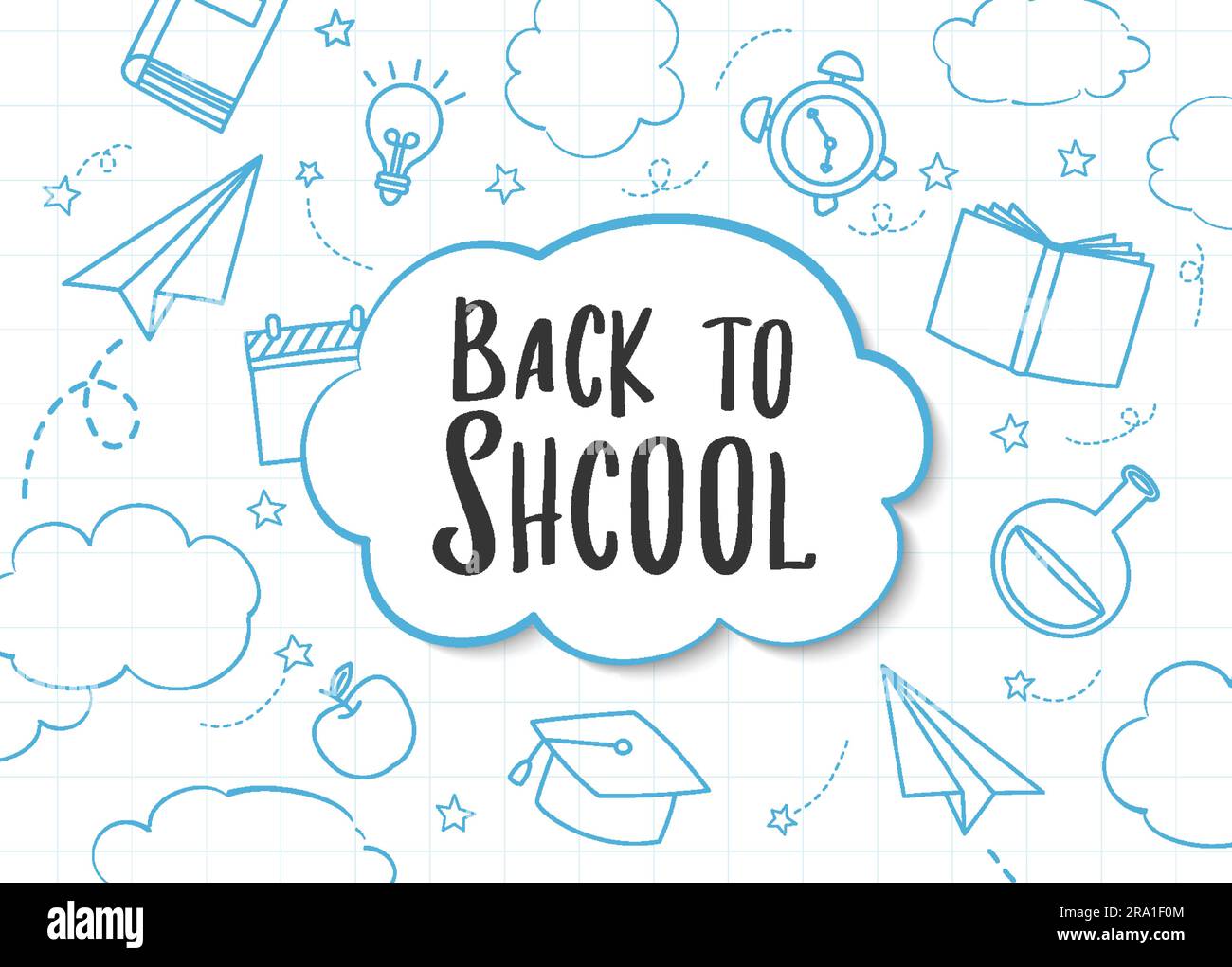 Zurück in die Schule mit Doodle-Style. Handgezeichnete Objekte und Symbole im Bildungsbereich. Stock Vektor