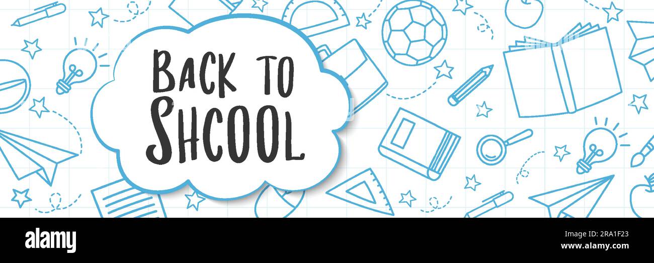 Zurück in die Schule mit Doodle-Style. Handgezeichnete Objekte und Symbole im Bildungsbereich. Stock Vektor