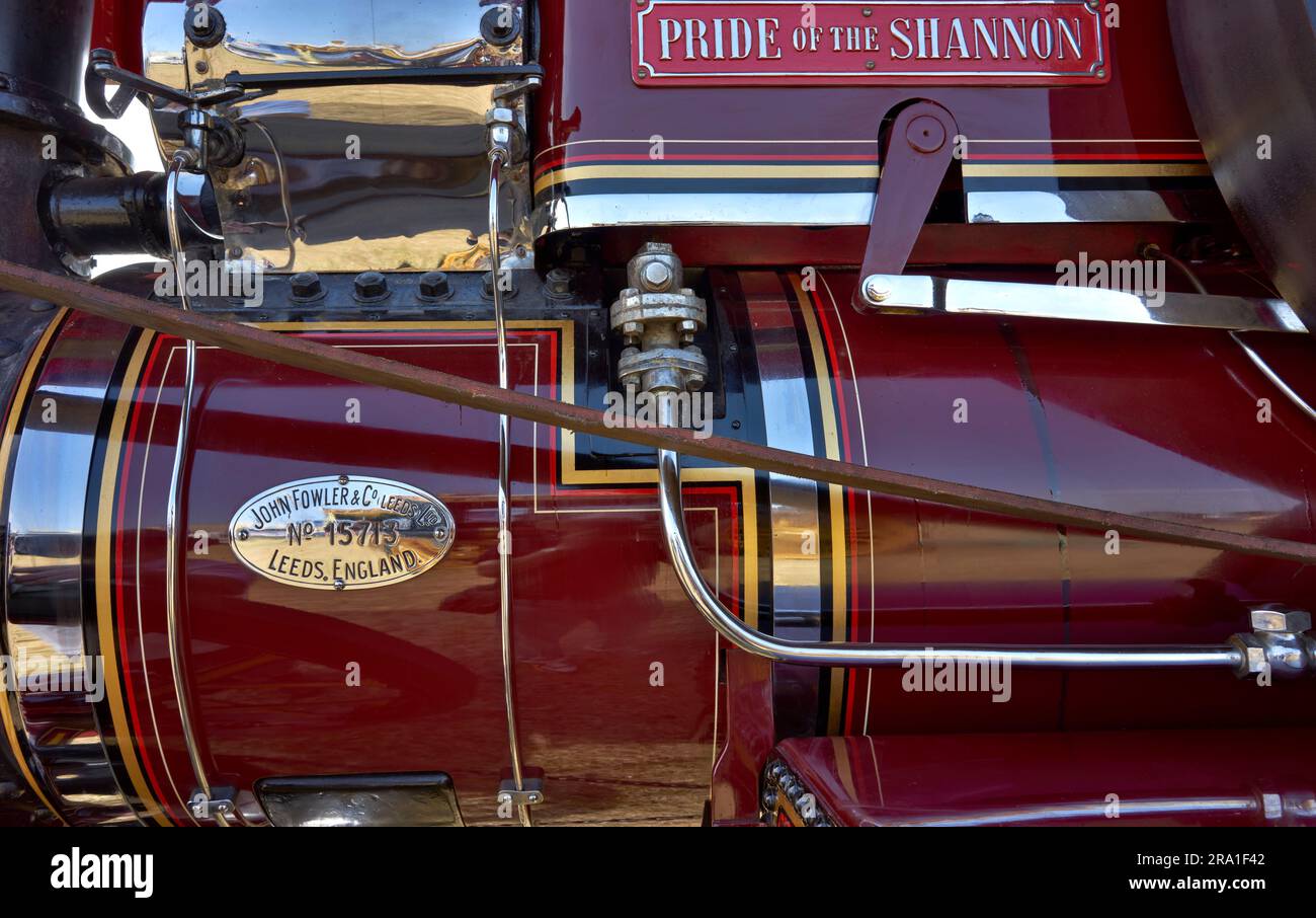 Steam Traction Engine – Details zum Stolz von Shannon Nr. 15713 gebaut von John Fowler und Co Leeds UK Anfang 1900er Stockfoto