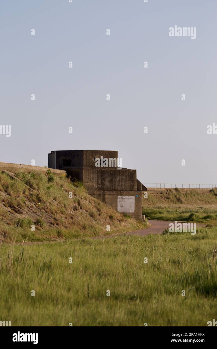Infanterie-Pillbox in Holland auf Sea Essex Stockfoto