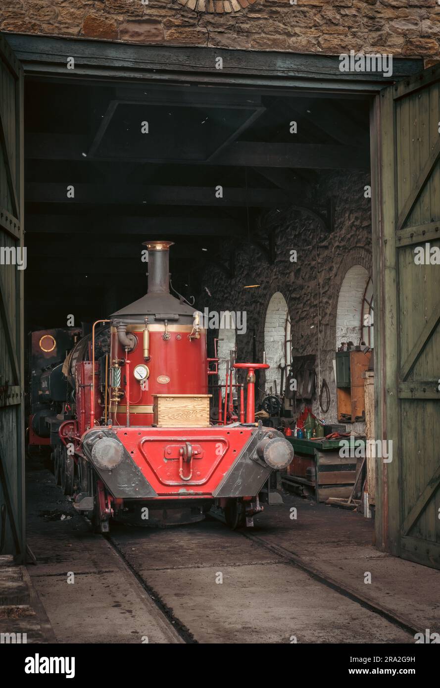 Kaffeekanne Nr. 1 Dampflokomotive im Beamish Open Air Museum Stockfoto