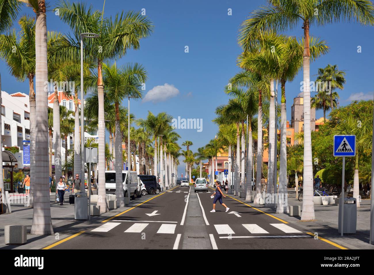 Spanien, Kanarische Inseln, Teneriffa, Las Americas, playa de Las Americas, Las Americas Avenue, touristisches Zentrum Stockfoto