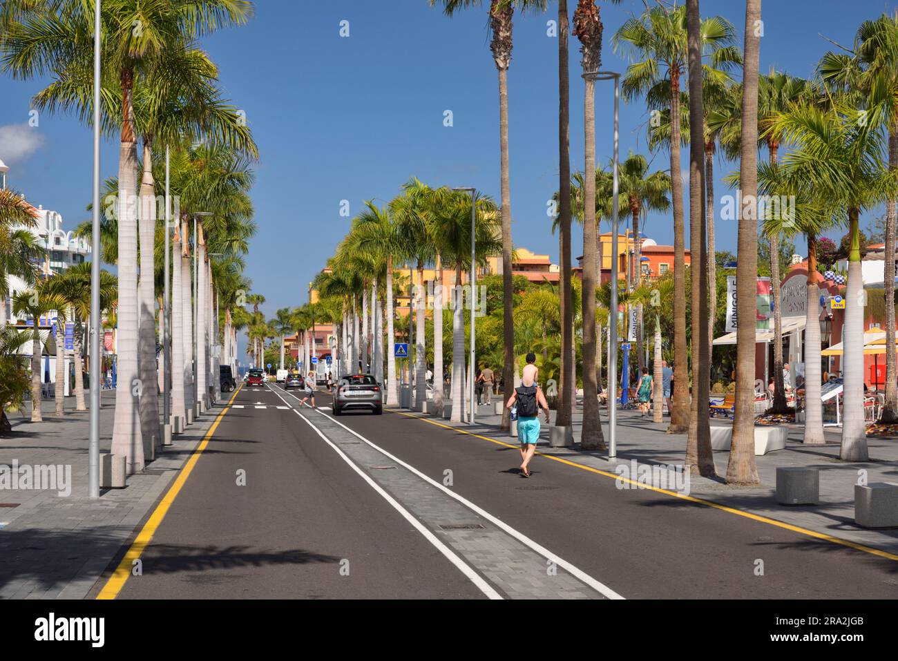 Spanien, Kanarische Inseln, Teneriffa, Las Americas, playa de Las Americas, Las Americas Avenue, touristisches Zentrum Stockfoto
