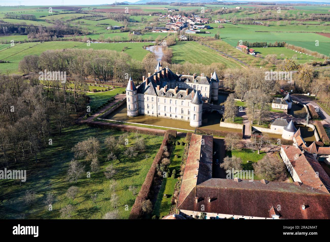 Frankreich, Meurthe et Moselle, Saintois, Haroué, Schloss Beauvau-Craon, Bekannt als Schloss Haroué, Schloss aus dem 18. Jahrhundert vom Architekten Germain Boffrand (Luftaufnahme) Stockfoto