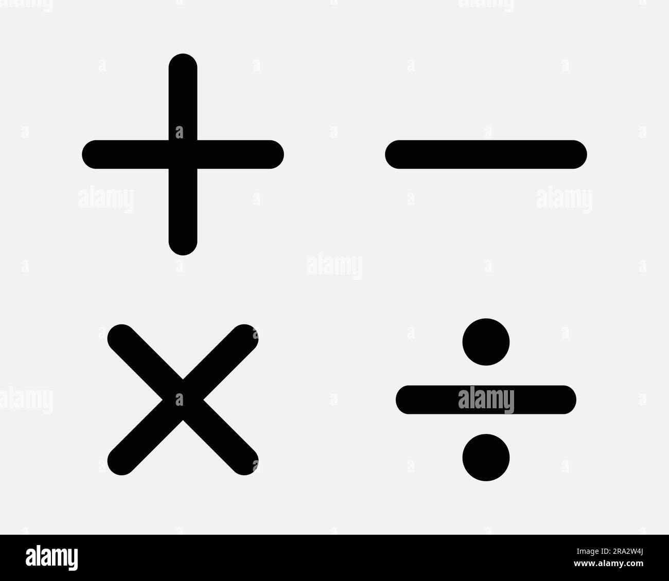 Symbol für Math Mathematik Calculator App Accounting Plus minus Multiplizieren Schwarzweiß