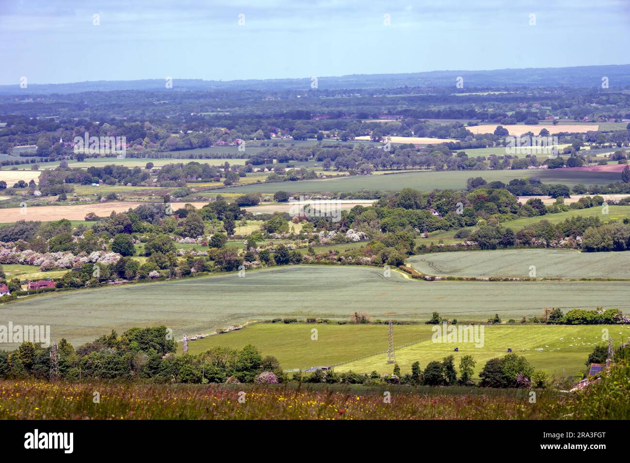Blick vom Naturschutzgebiet Malling Down, East Sussex, England Stockfoto