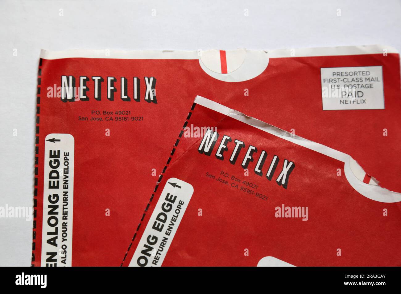 Netflix Mail im Detail. Die Mailservice-DVDs werden eingestellt. Stockfoto