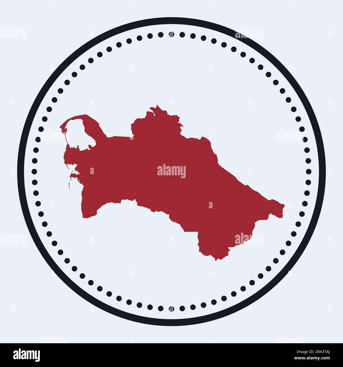 Turkmenistan-Rundstempel. Rundes Logo mit Landkarte und Titel. Stylisches, minimalistisches Turkmenistan-Abzeichen mit Karte. Vektordarstellung. Stock Vektor