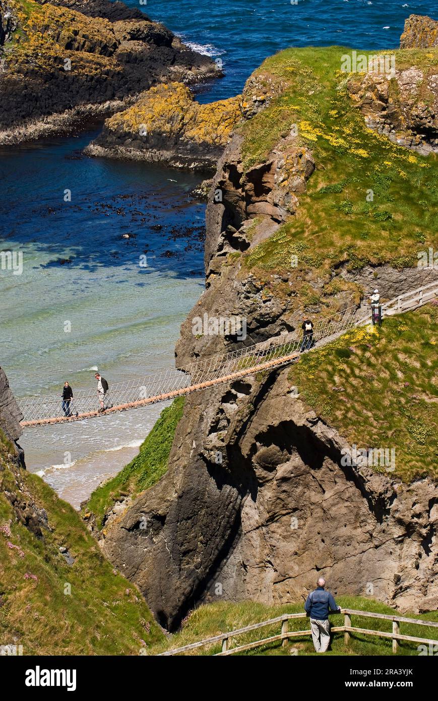 Carrick-a-Rede Seilbrücke, County Antrim Stockfoto