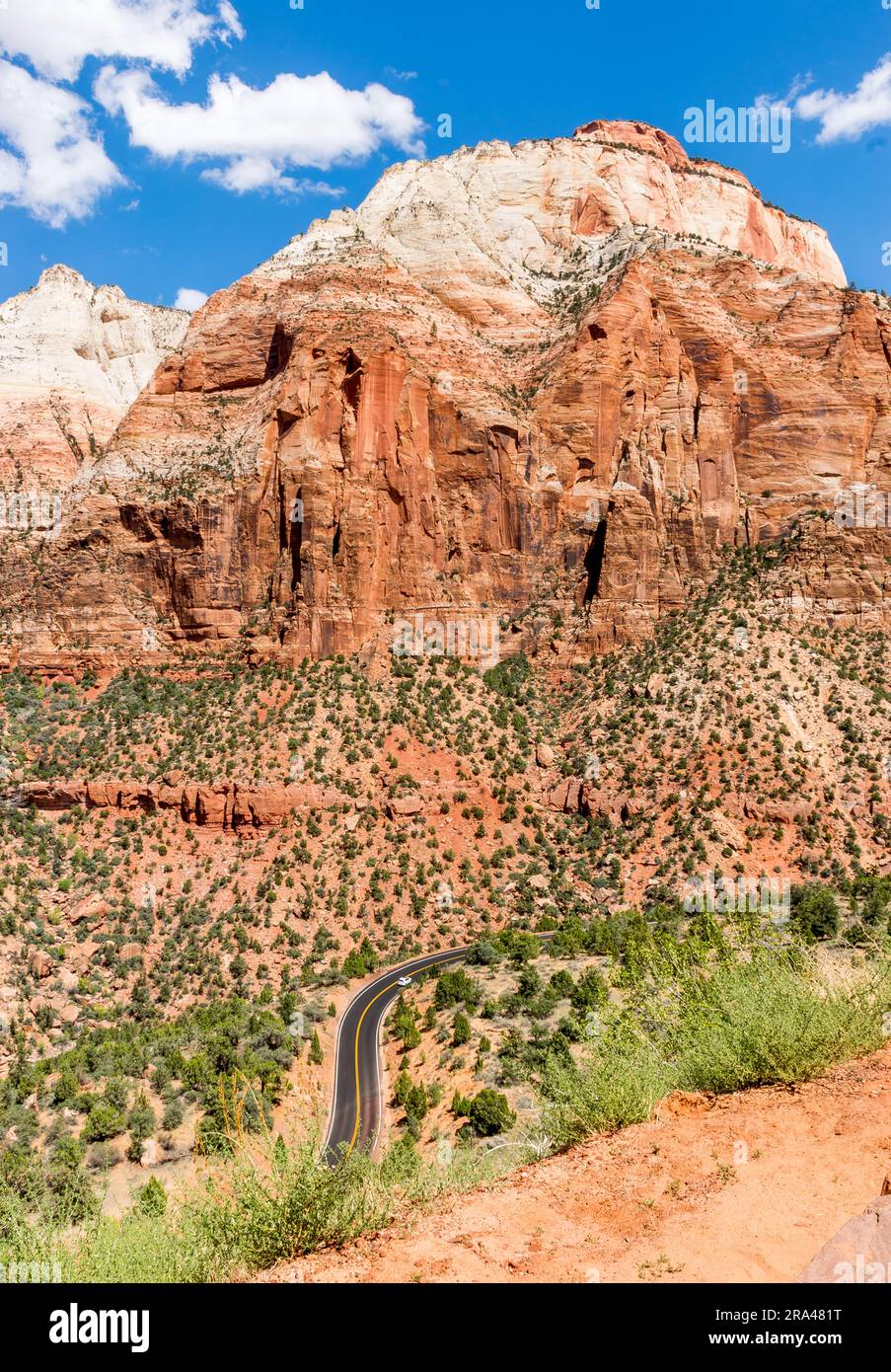 Blick auf den Zion-Mount Carmel Highway auf den Zion-Nationalpark Stockfoto