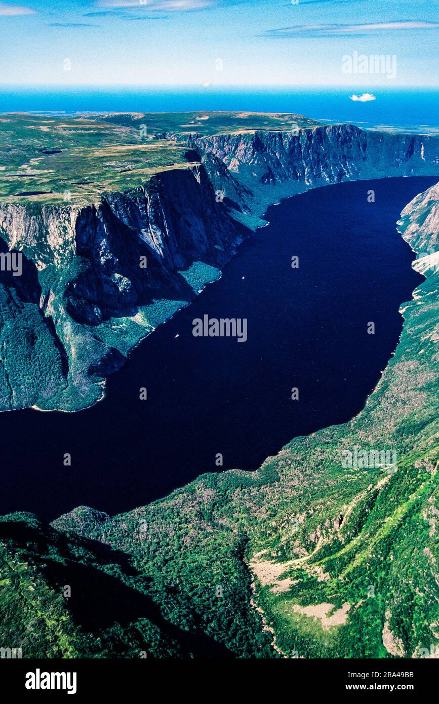 Luftaufnahme des Gros Morne National Park, Neufundland, Kanada Stockfoto