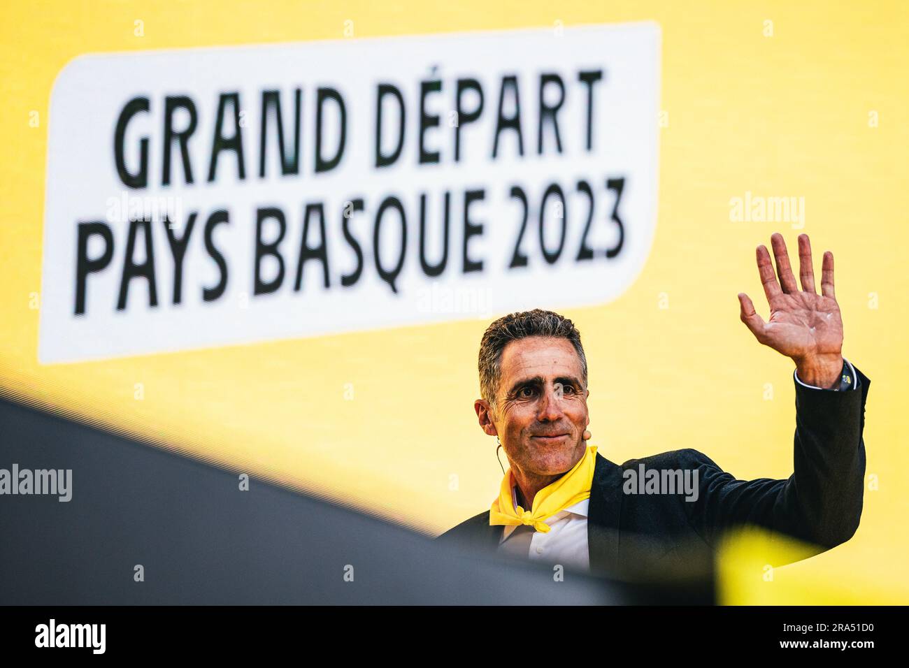 Bilbao, Spanien. 29. Juni 2023. Bild von Alex Whitehead/SWpix.com - 29/06/2023 - Radfahren - 2023 Tour de France - große Abfahrt: Teampräsentation - Guggenheim Museum, Bilbao, Baskenland - Miguel Induráin Credit: SWpix/Alamy Live News Stockfoto