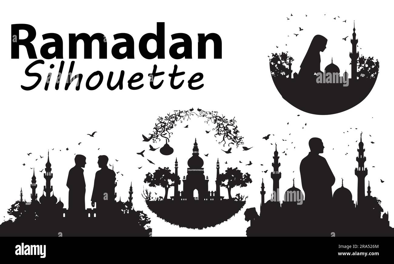 Eine Silhouetten-Ramadan-Vektordarstellung Stock Vektor