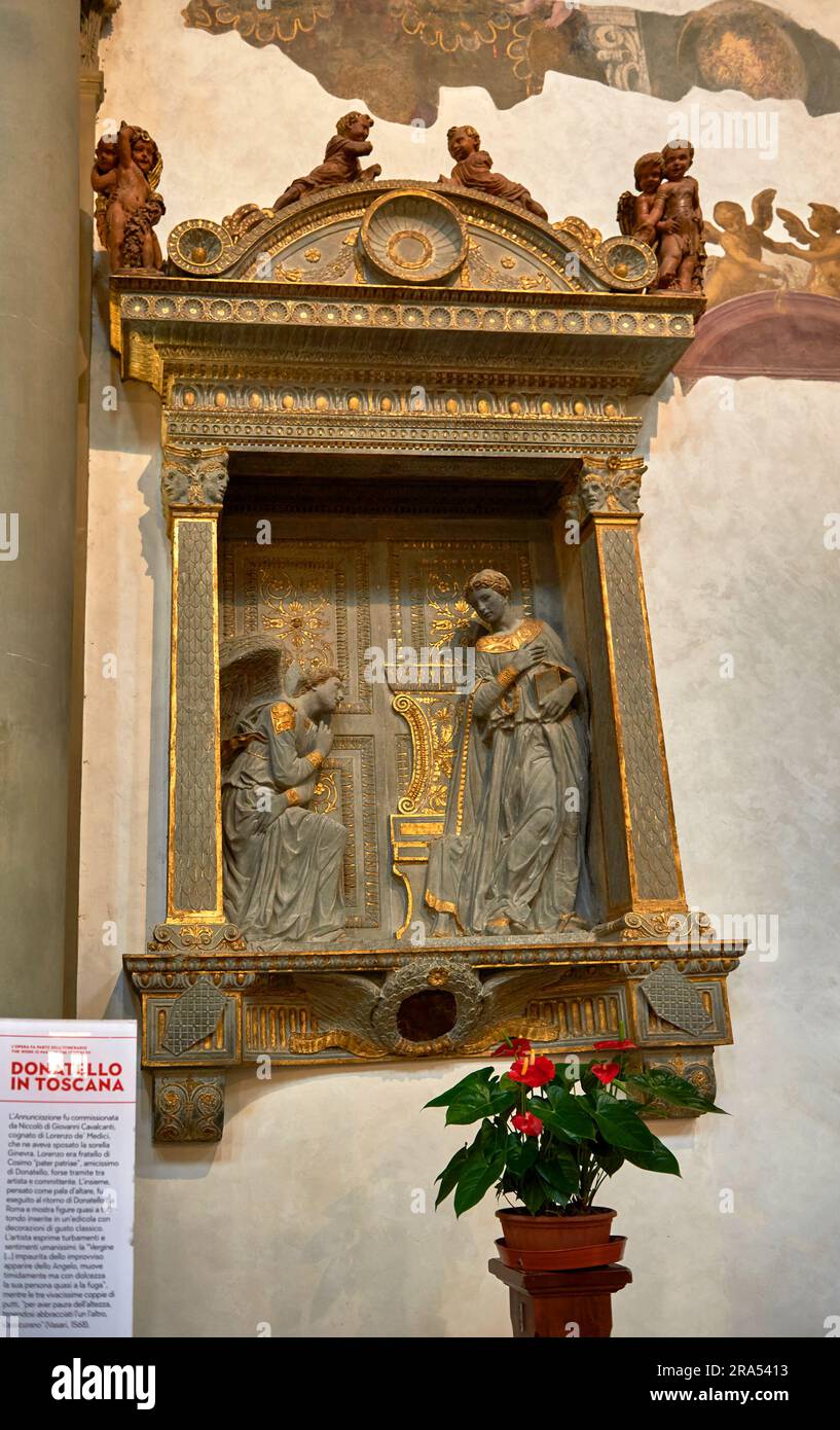 Cavalcanti Verkündigung von Donatello in der Basilika Santa Croce, Florenz, Italien Stockfoto