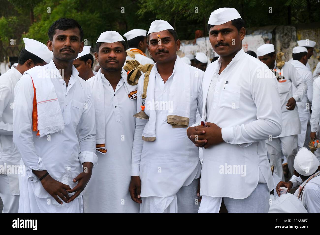 24. Juni 2023, Solapur, Indien, Shegaon Gajanan Maharaj Palkhi Sohala 2023, Gajanan Maharajs Palanquin fährt nach Pandharpurkar, eine Fahrt von 750 km Stockfoto