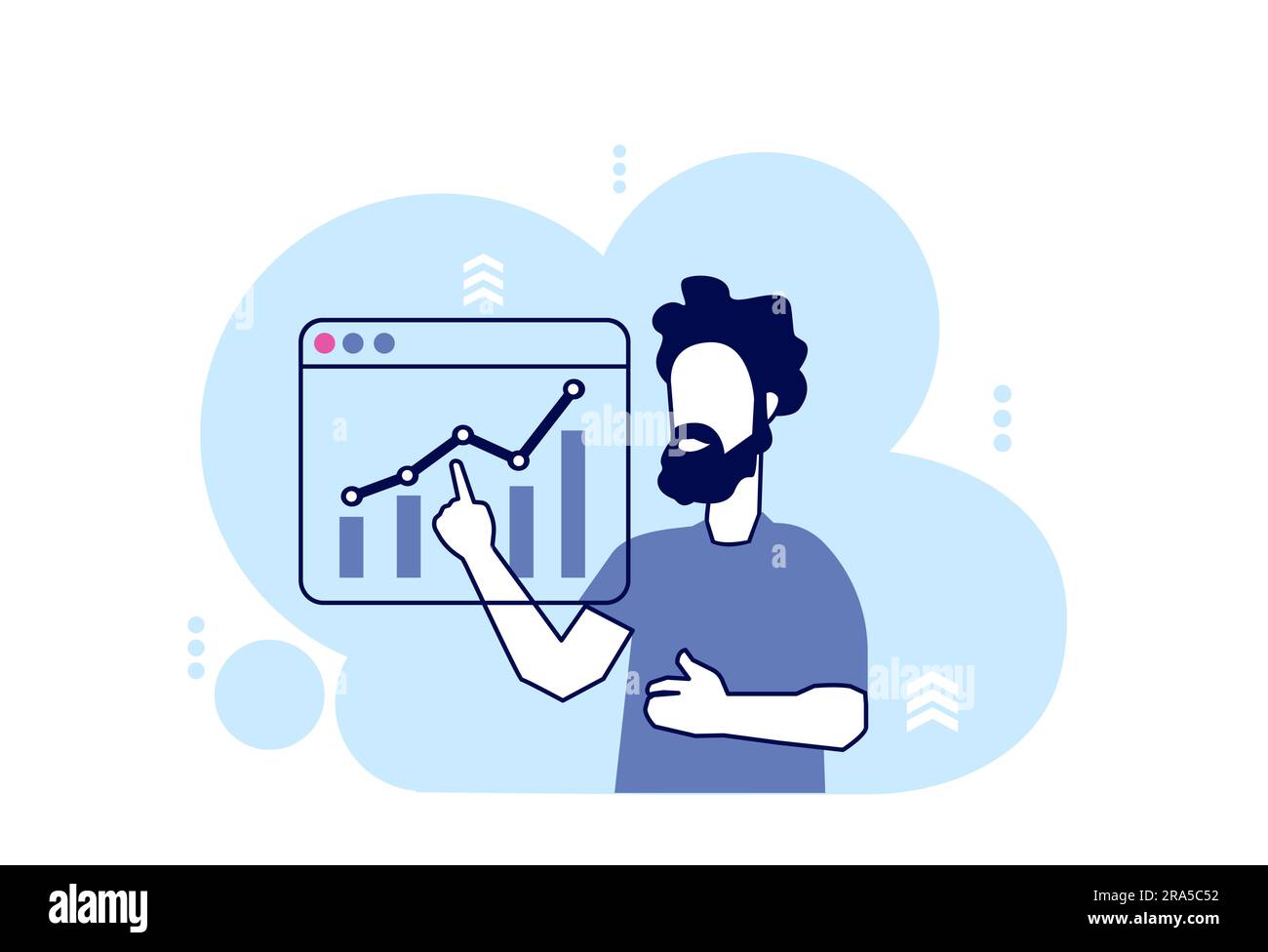 Vektor eines jungen Mannes, der eine Finanzanalyse präsentiert Stock Vektor