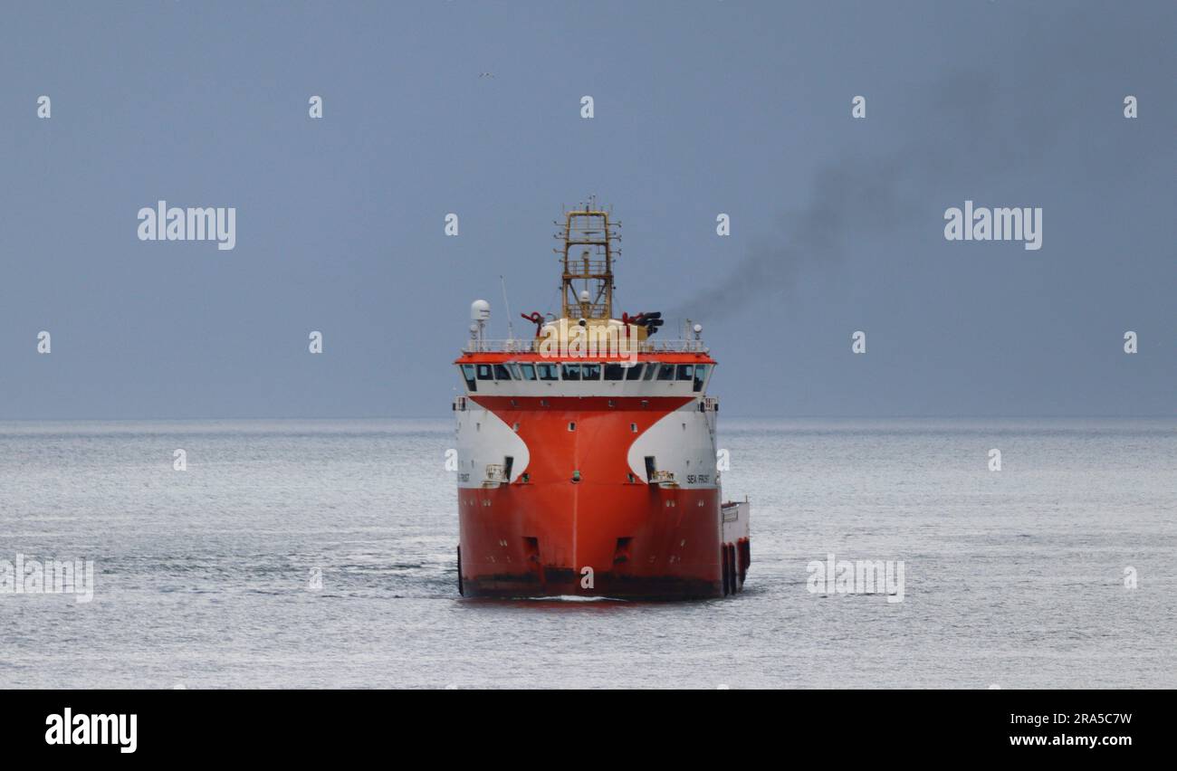 Ölversorgungsboot, Nordsee Stockfoto