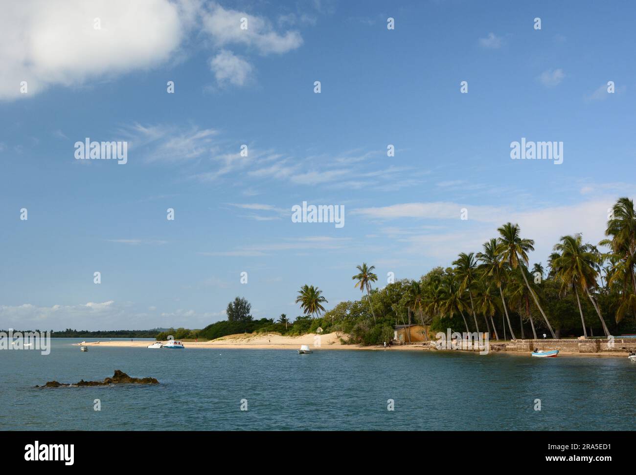 Die Bucht von Inhaca Siedlung. Insel Inhaca. Gemeinde Maputo. Mosambik Stockfoto